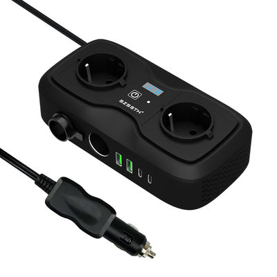 Μετατροπέας ισχύος αυτοκινήτου Dc 12v έως 110v Ac διπλό USB 3.1A GaN PD γρήγορο φορτιστή