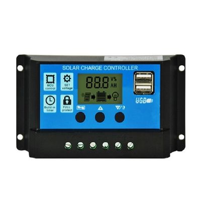 Αυτοκίνητος PWM ηλιακός ελεγκτής 12v 24v 10a 20a 30Amp με οθόνη LCD Δύο USB