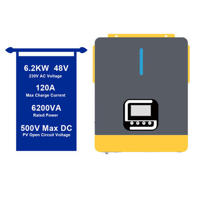 6200w 48vdc On/Off Grid Υβριδικός Ηλιακός Μετατροπέας Καθαρών Σινικών Κύκλων με μπαταρία μολύβδου