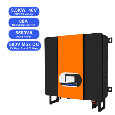 Ηλεκτρική οθόνη LCD 5.5KW 48V έως 110V 220V MPPT Ηλιακό φορτιστή Υβριδικός μετατροπέας με τάση AC 230VAC